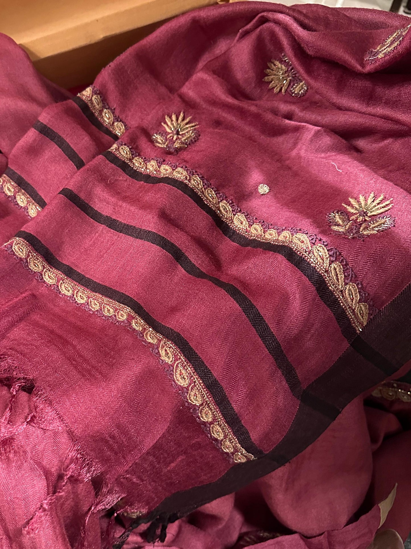 Solid Dusty Pink Pashmina x Chikankari Fabrics