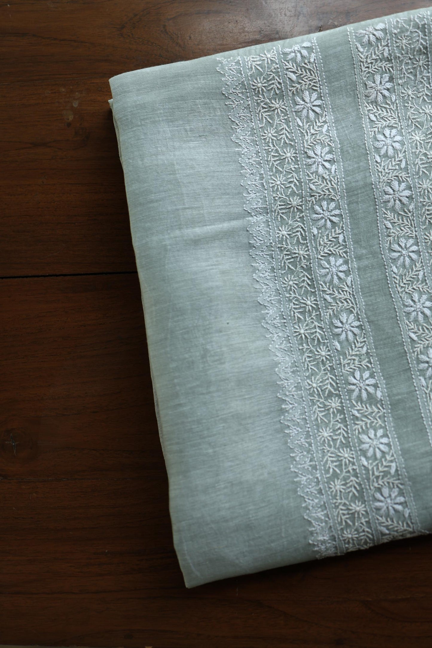 Storm Grey Linen Chikankari Unstitched Men's Kurtas Fabric
