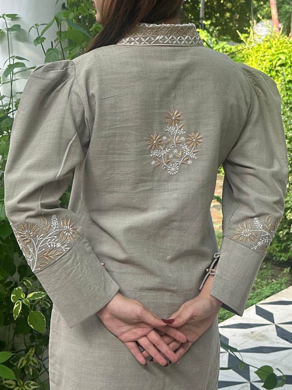 Taupe Shade Malkha Cotton Chikankari Co-ord Set