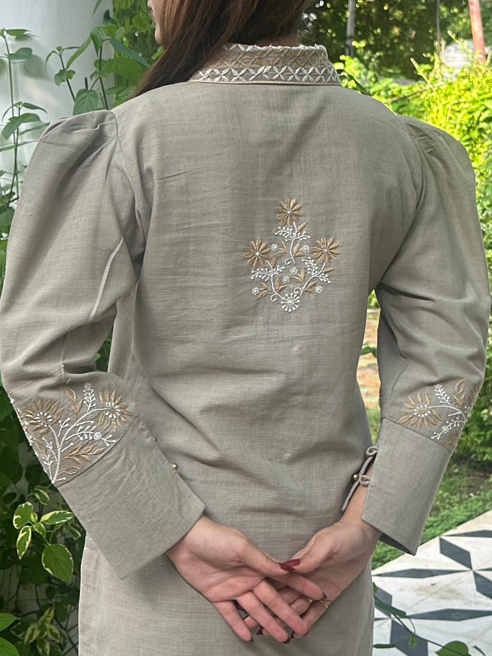 Taupe Shade Malkha Cotton Chikankari Co-ord Set