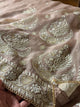 Taupe Shade Organza Chikankari Saree With Chand Motifs