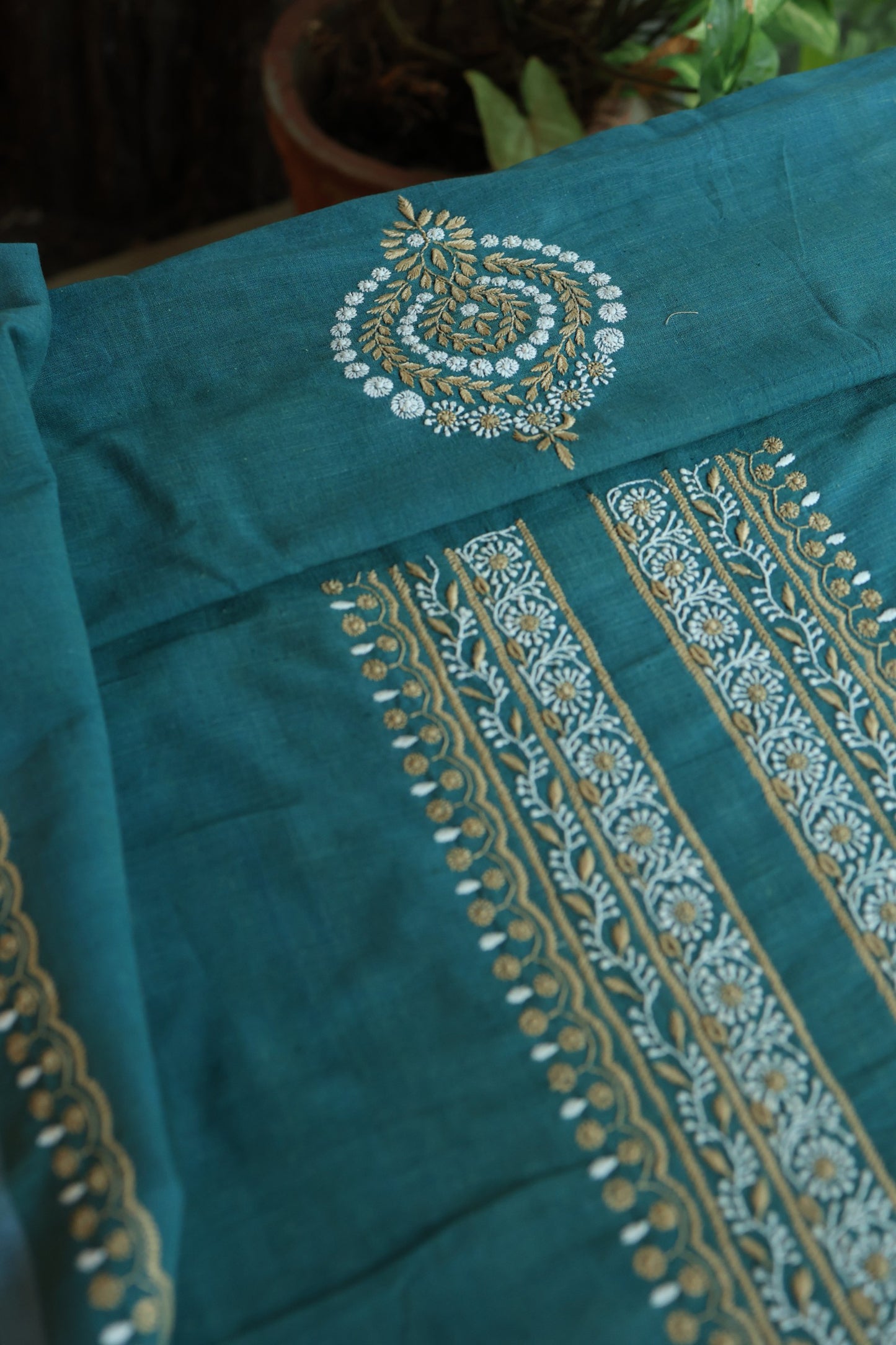Teal Blue Shade Malkha Handspun Khadi Kurtas Unisex Fabric