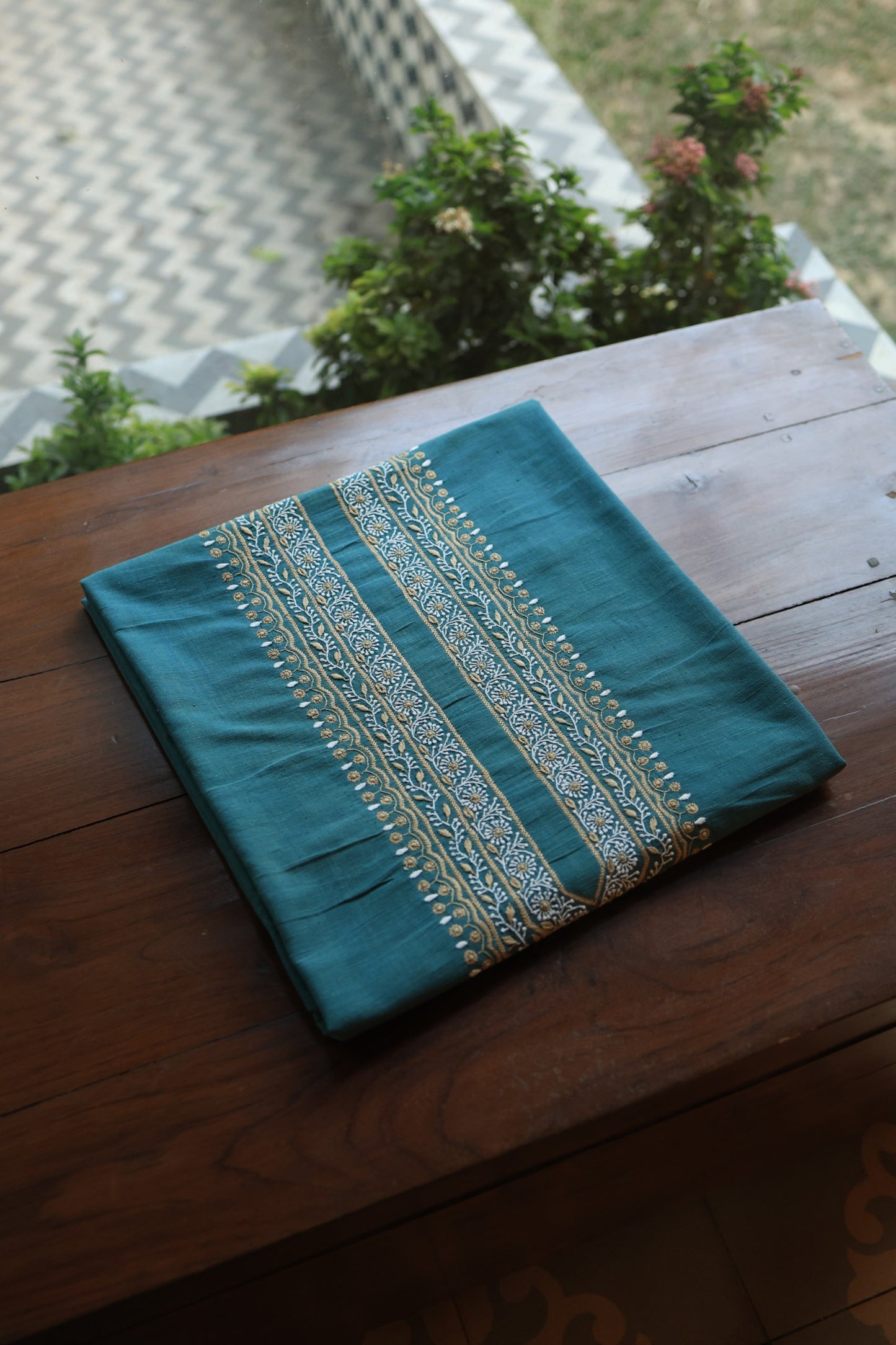 Teal Blue Shade Malkha Handspun Khadi Kurtas Unisex Fabric