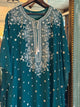 Teal Green Chiffon Chikankari Kaftan