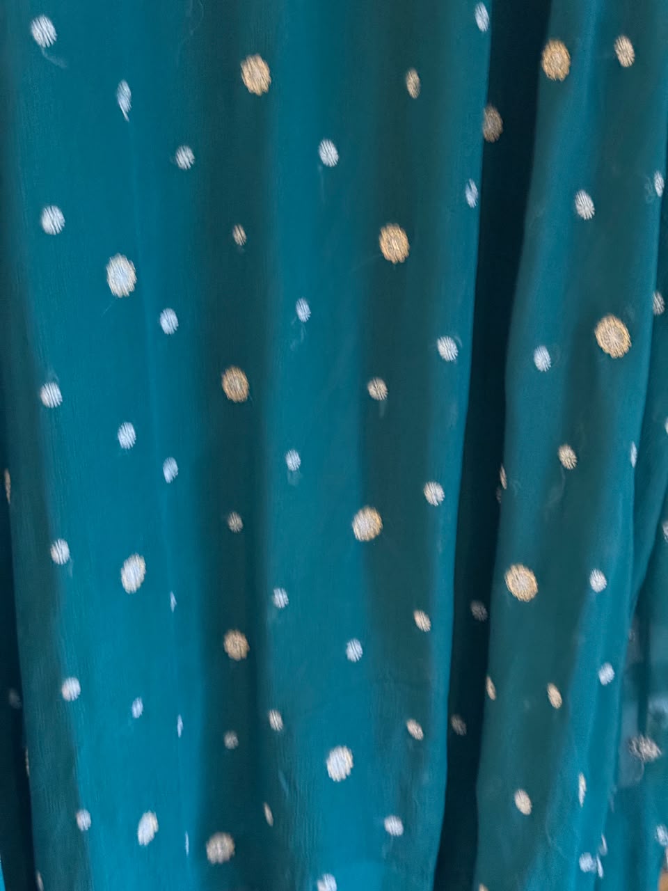 Teal Green Chiffon Chikankari Kaftan