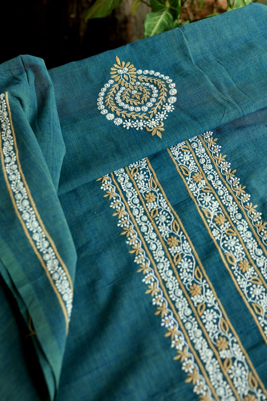 Teal Green Shade Malkha Handspun Khadi Kurtas Unisex Fabric