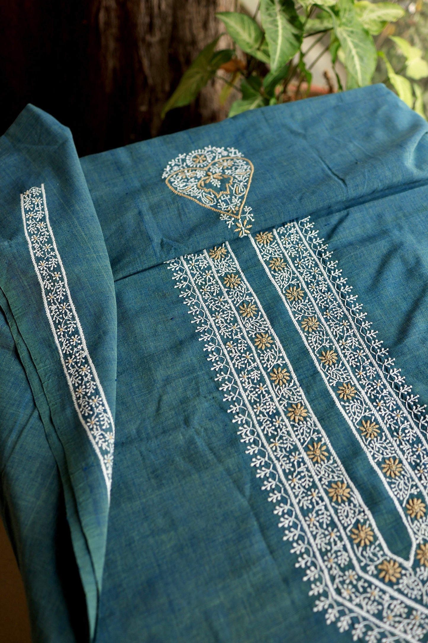 Teal Green Shade Malkha Handspun Khadi Kurtas Unisex Fabric