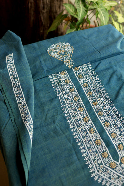 Teal Green Shade Malkha Handspun Khadi Kurtas Unisex Fabric