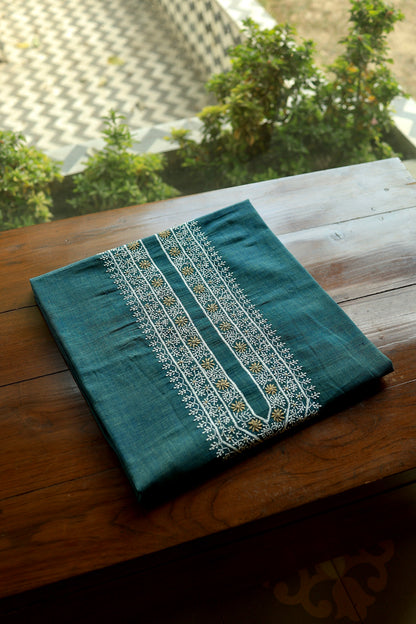 Teal Green Shade Malkha Handspun Khadi Kurtas Unisex Fabric