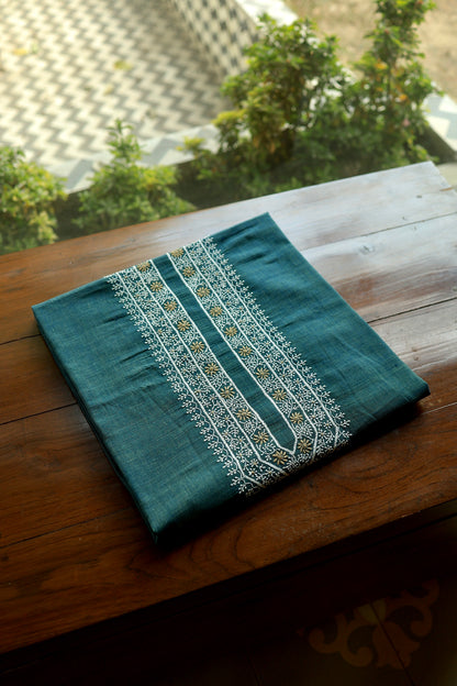 Teal Green Shade Malkha Handspun Khadi Kurtas Unisex Fabric
