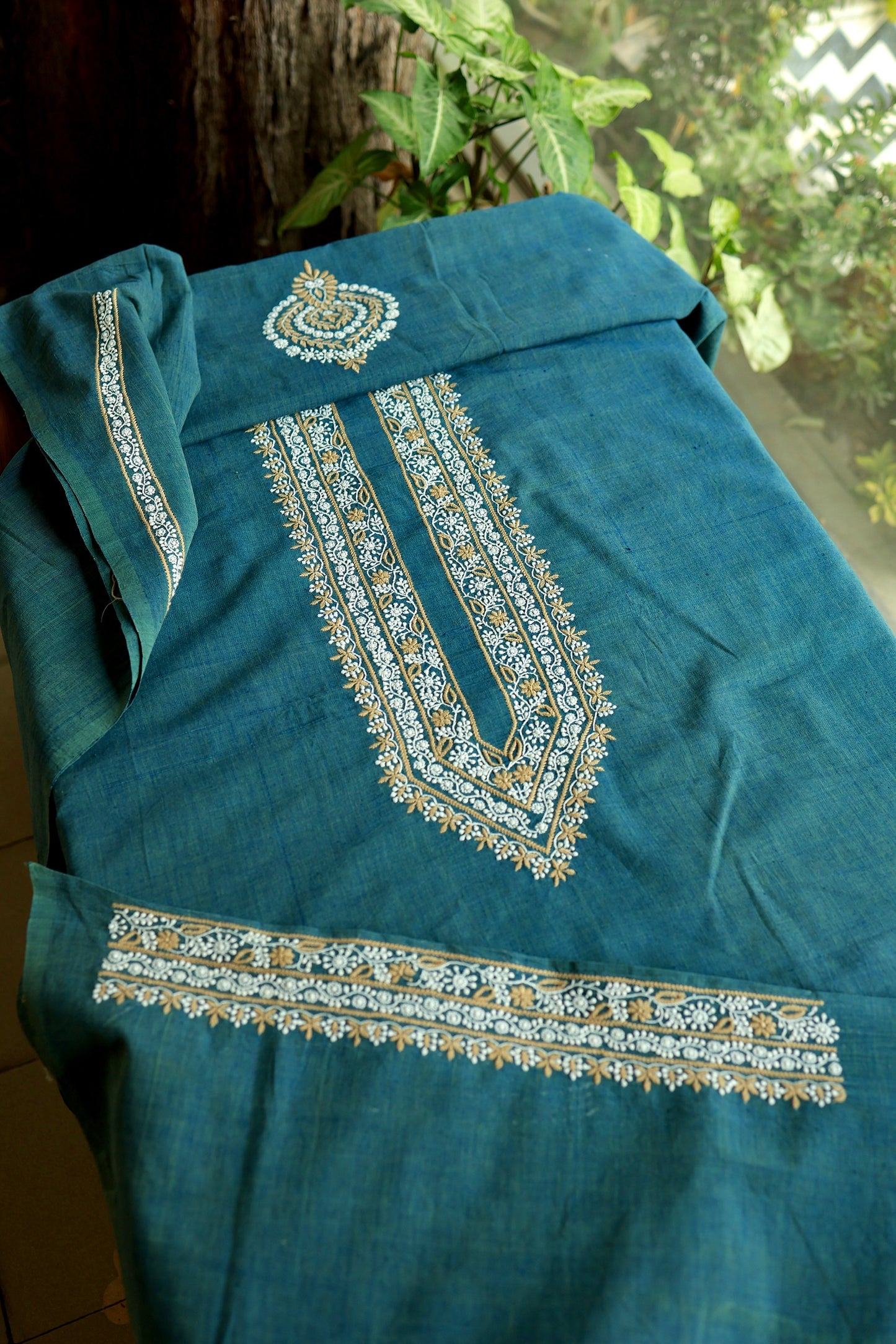Teal Green Shade Malkha Handspun Khadi Kurtas Unisex Fabric
