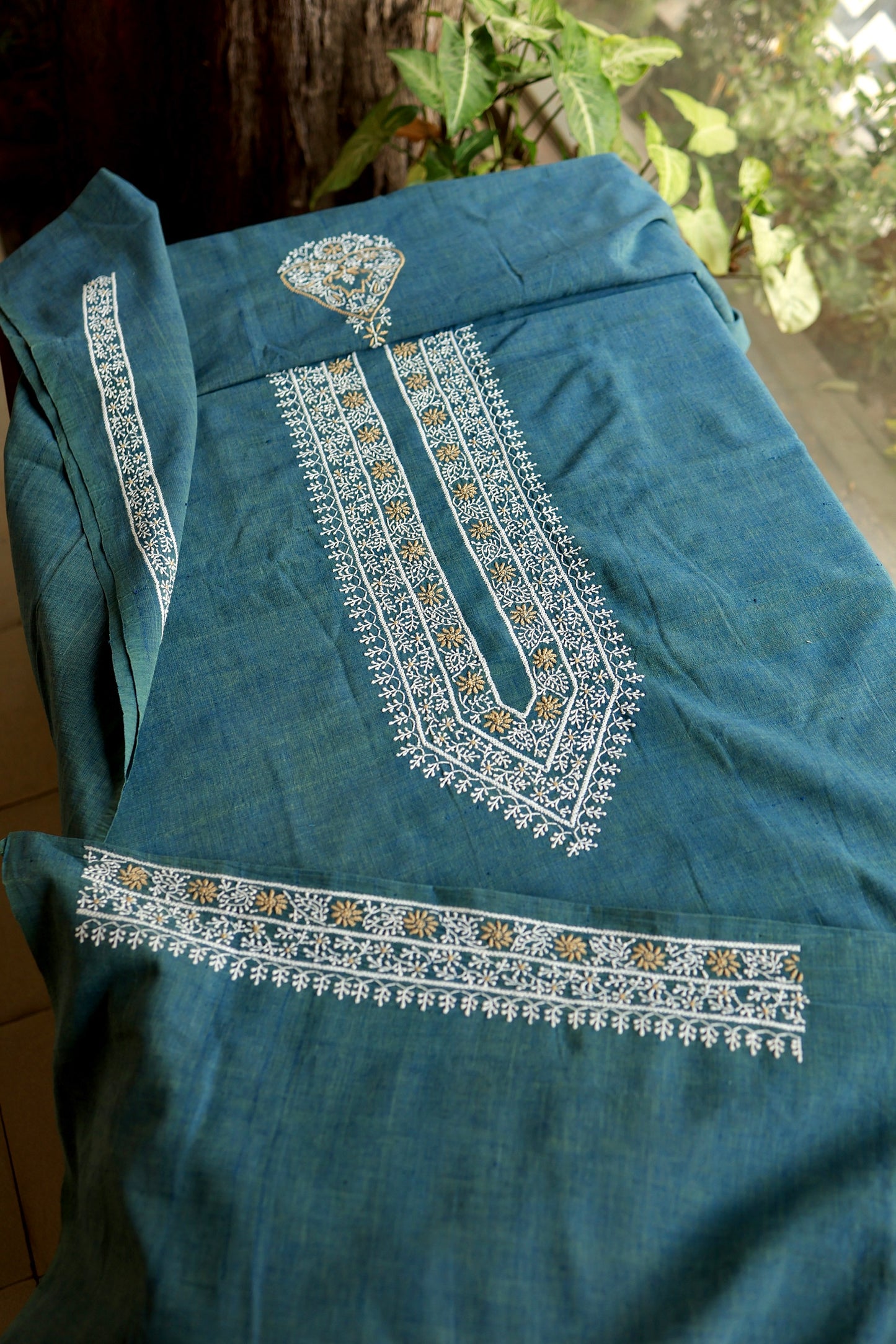 Teal Green Shade Malkha Handspun Khadi Kurtas Unisex Fabric