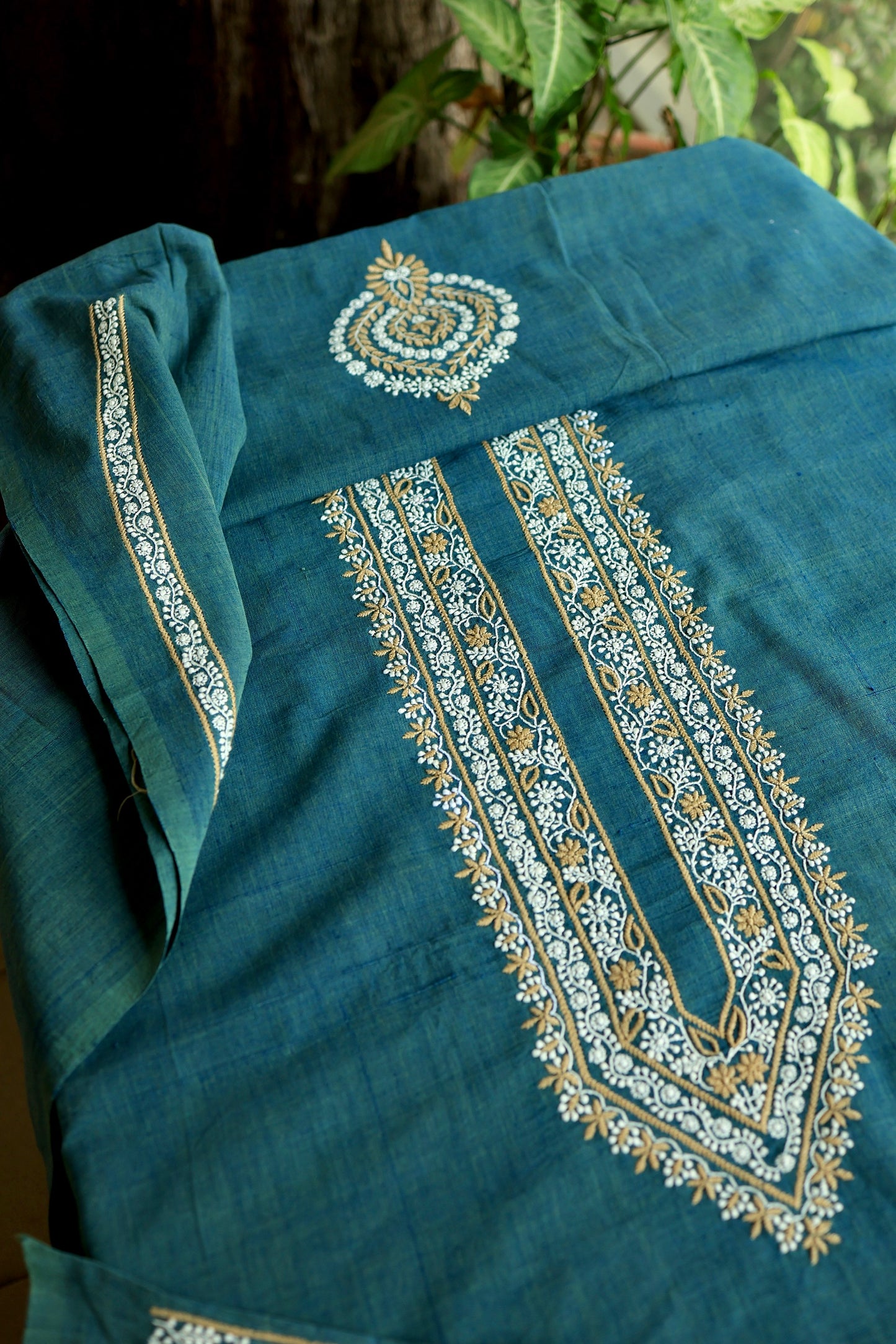 Teal Green Shade Malkha Handspun Khadi Kurtas Unisex Fabric