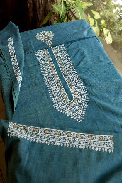 Teal Green Shade Malkha Handspun Khadi Kurtas Unisex Fabric
