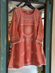 Terracotta Peach Shade Malmal Chikankari Kamdani Short Kurti