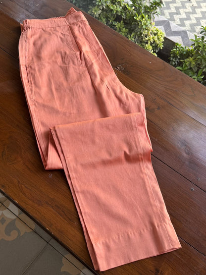 Terracotta Shade Malmal Straight Cut Chikankari Kamdani Kurta Set