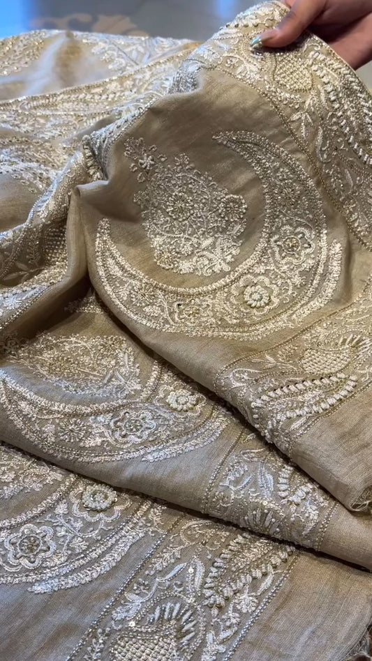 Tissue Silk Fine Chikankari Chand Boota Dupatta