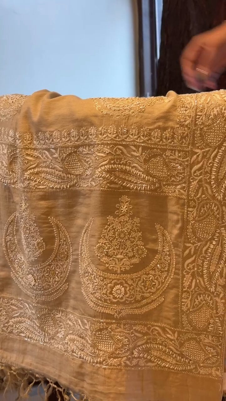 Tissue Silk Fine Chikankari Chand Boota Dupatta