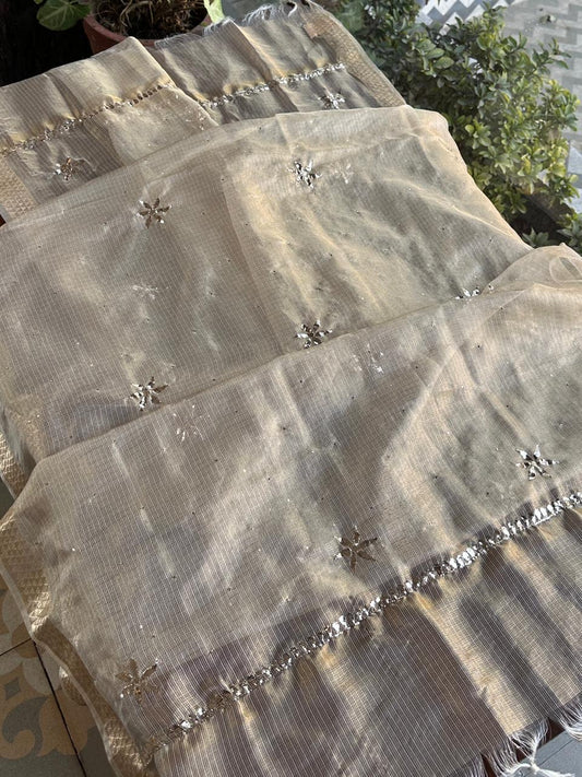 Tissue Silk Mukaish Kamdani Dupatta