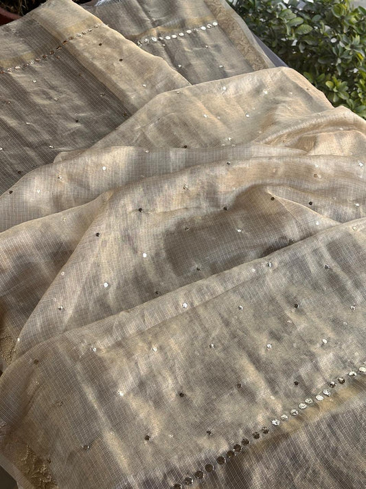 Tissue Silk Mukaish Kamdani Dupatta