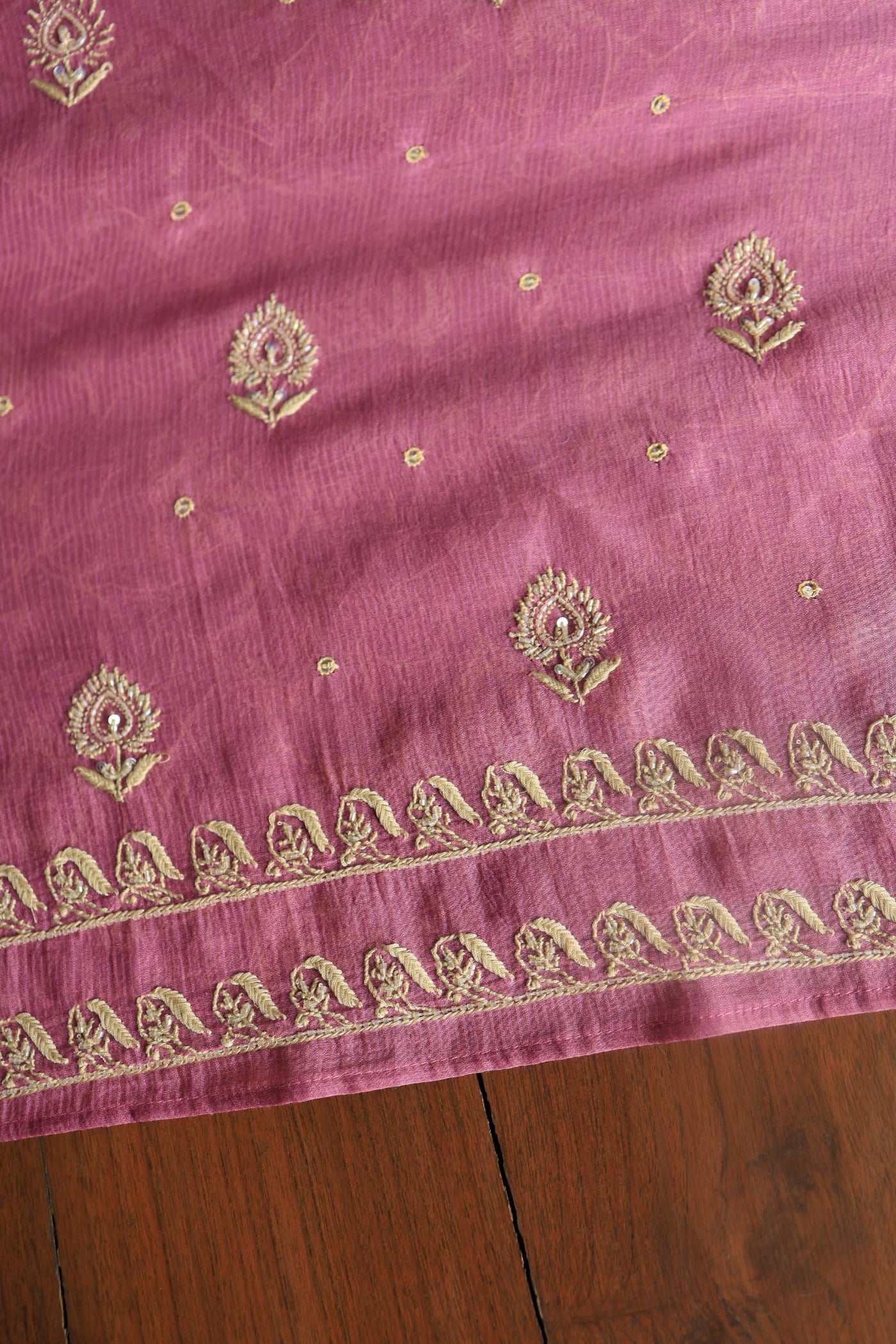 Tulip Pink Shade Mal Maheshwari Chikankari Unstitched Fabric