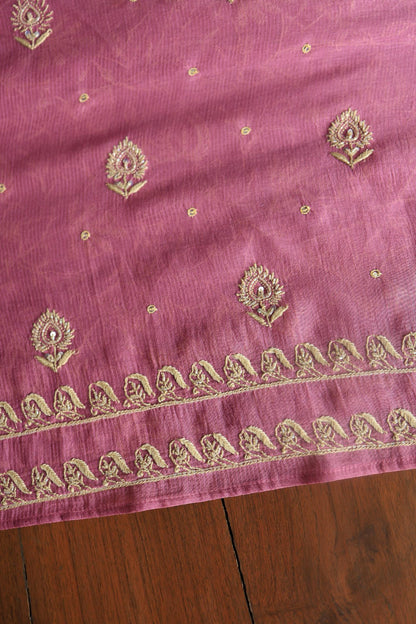 Tulip Pink Shade Mal Maheshwari Chikankari Unstitched Fabric
