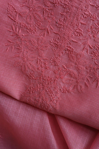 Turkish Rose Kota Chikankari Unstitched Fabric