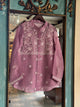 Turkish Rose Shade Noor Organza Chikankari Collar Ready To Wear Short Top
