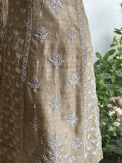 Tussar Silk Resham Chikankari Kurta