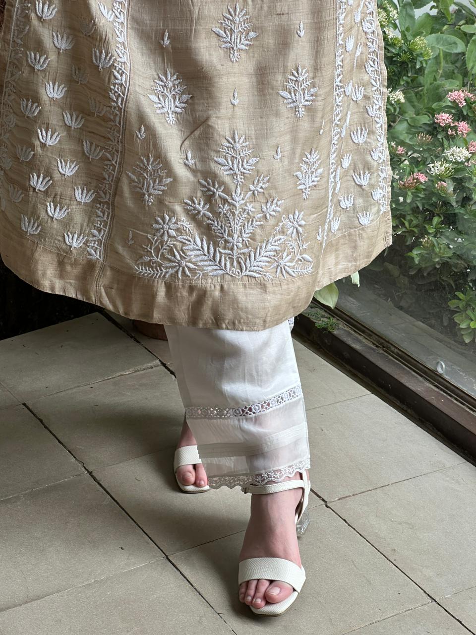 Tussar Silk Resham Chikankari Kurta