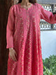 Vivid Pink Shade Zari Chanderi Chikankari A Line Kurta with Slip