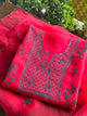 Watermelon Red Shade Noor Organza Silk Chikankari Unstitched Kurta Dupatta Set