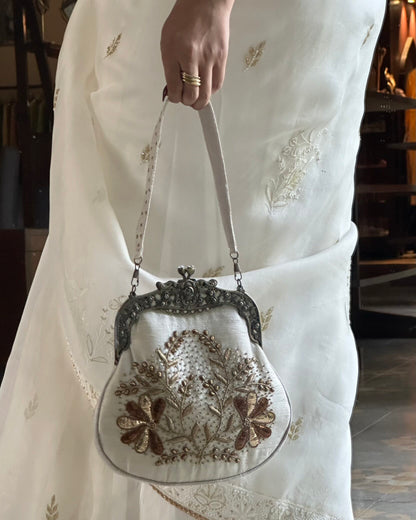 White Vintage Ari Mukaish Sling Bags