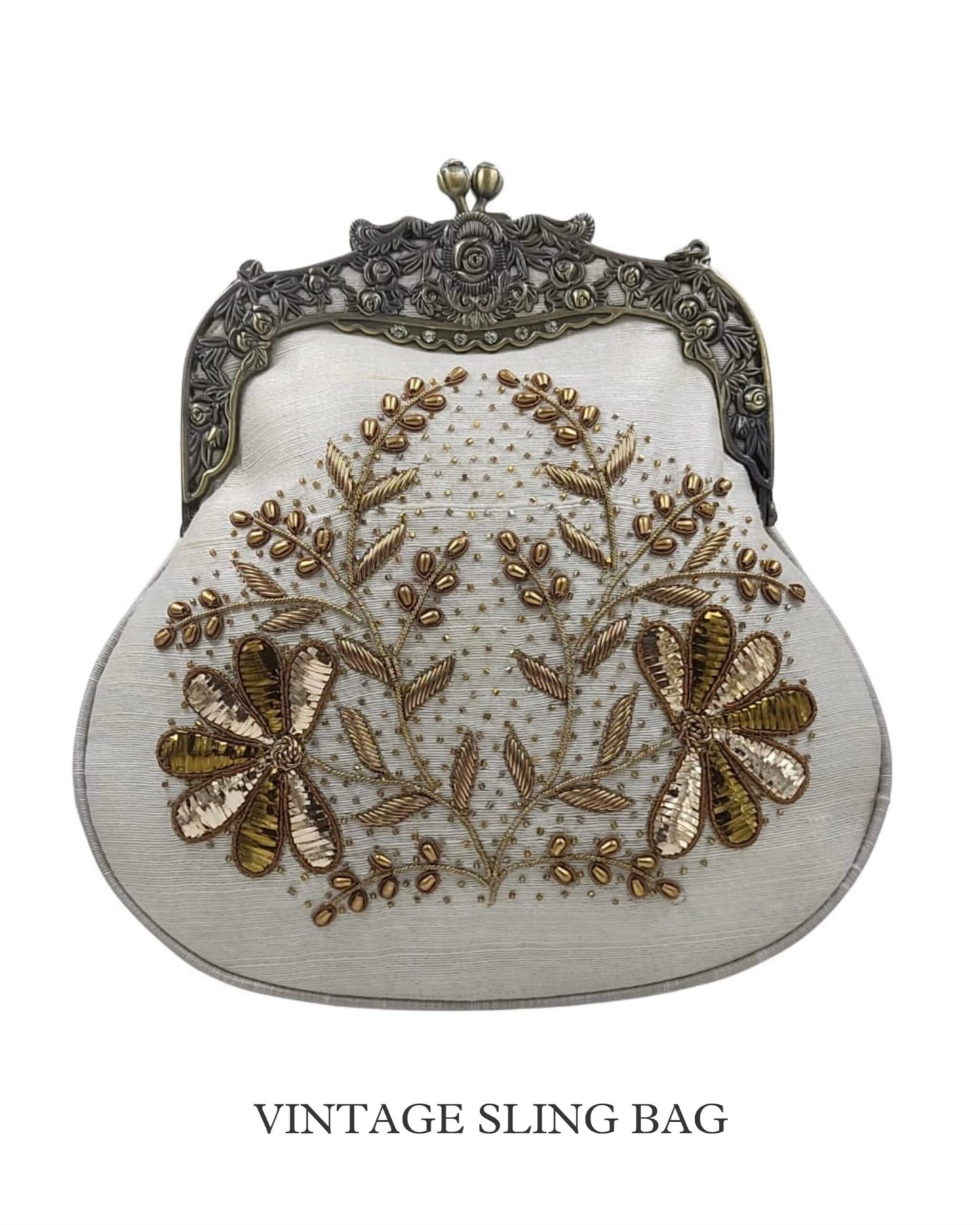 White Vintage Ari Mukaish Sling Bags
