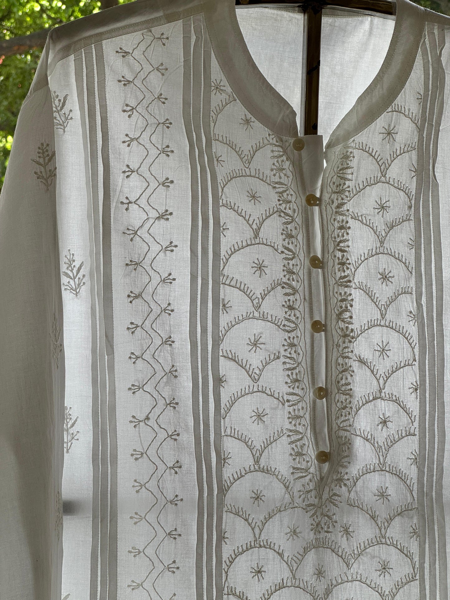 White Allover Chikankari Daraz Cotton Men's Kurta