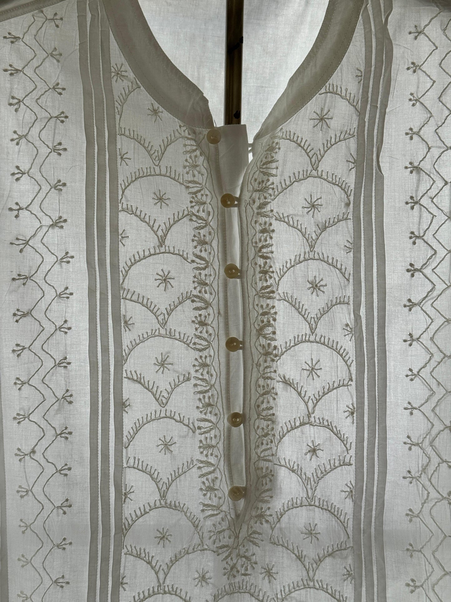 White Allover Chikankari Daraz Cotton Men's Kurta
