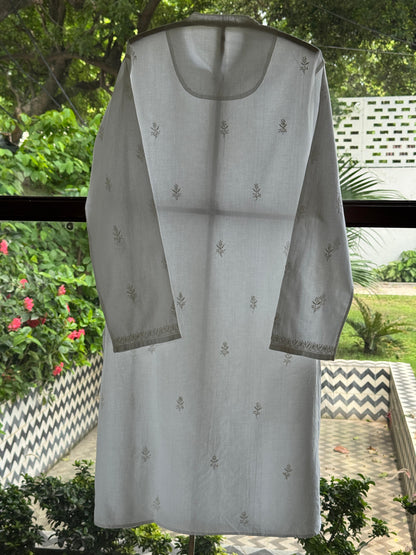 White Allover Chikankari Daraz Cotton Men's Kurta