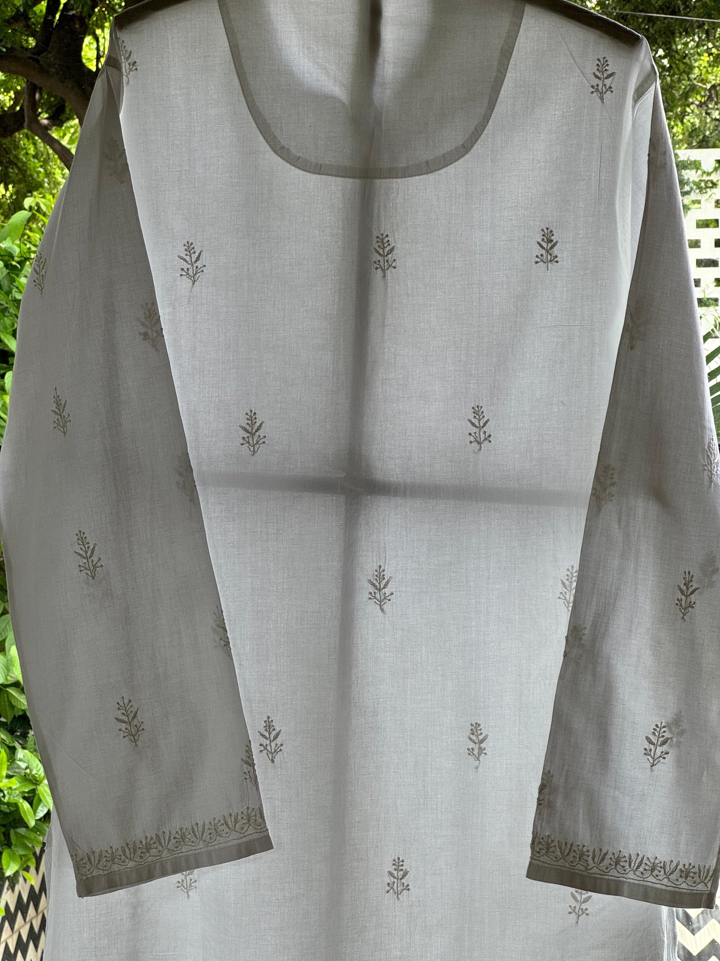 White Allover Chikankari Daraz Cotton Men's Kurta
