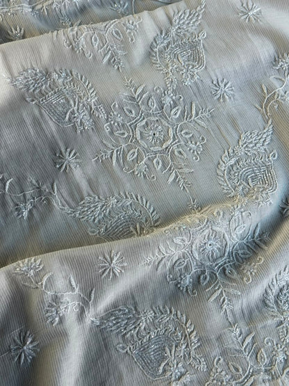 White Chikankari Embroidered Maheshwari Kurta