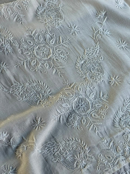 White Chikankari Embroidered Maheshwari Kurta