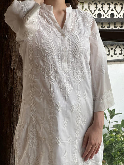 White Cotton Chikankari Kurta
