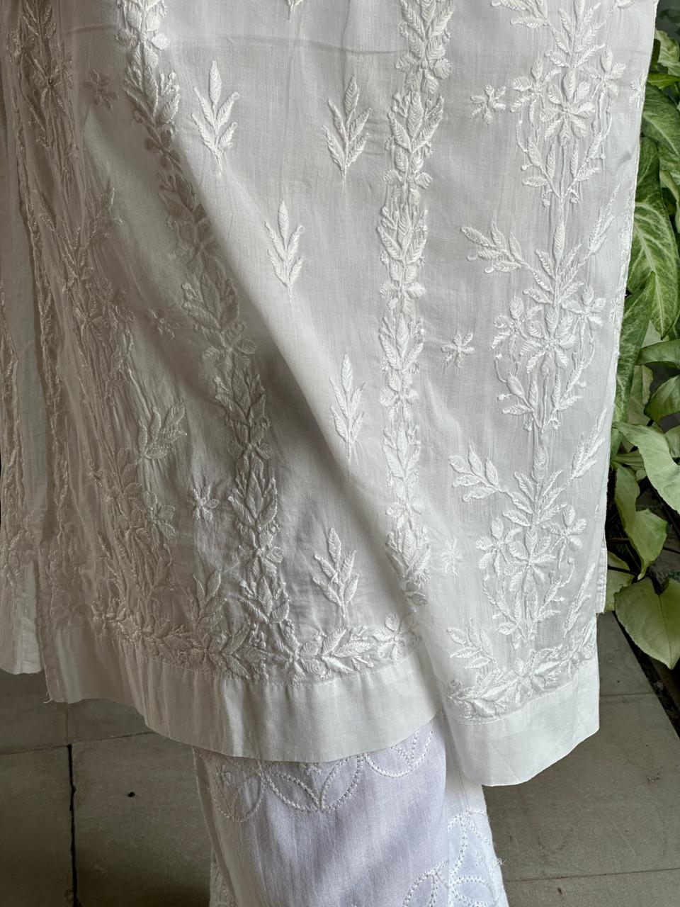 White Cotton Chikankari Kurta