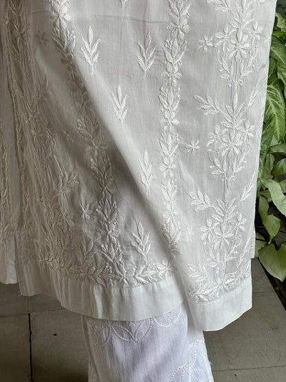 White Cotton Chikankari Kurta
