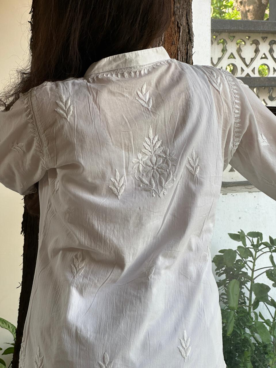 White Cotton Chikankari Kurta