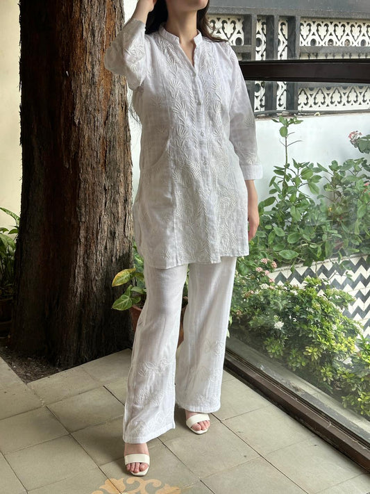White Cotton Chikankari Shirt