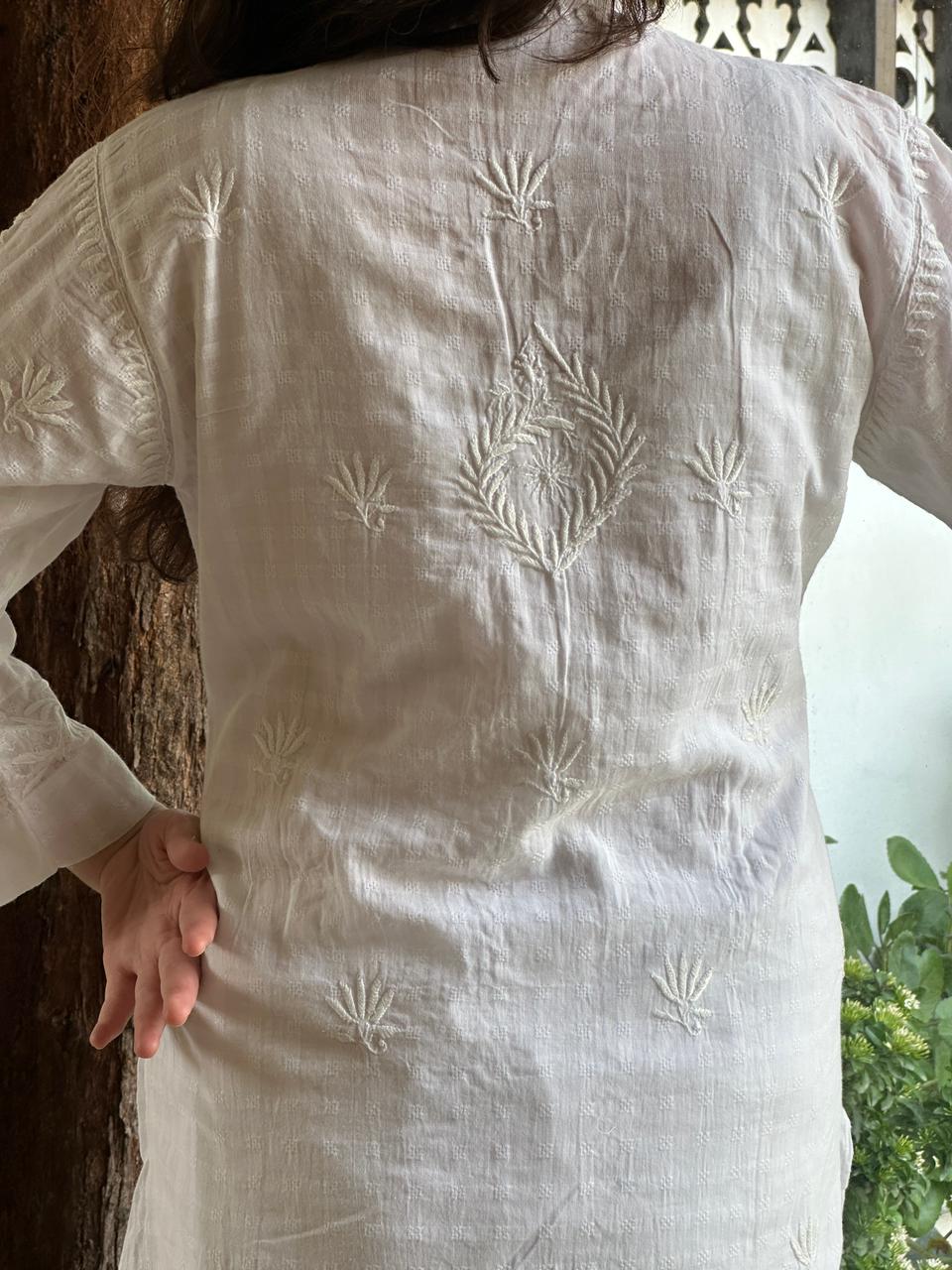 White Cotton Chikankari Shirt