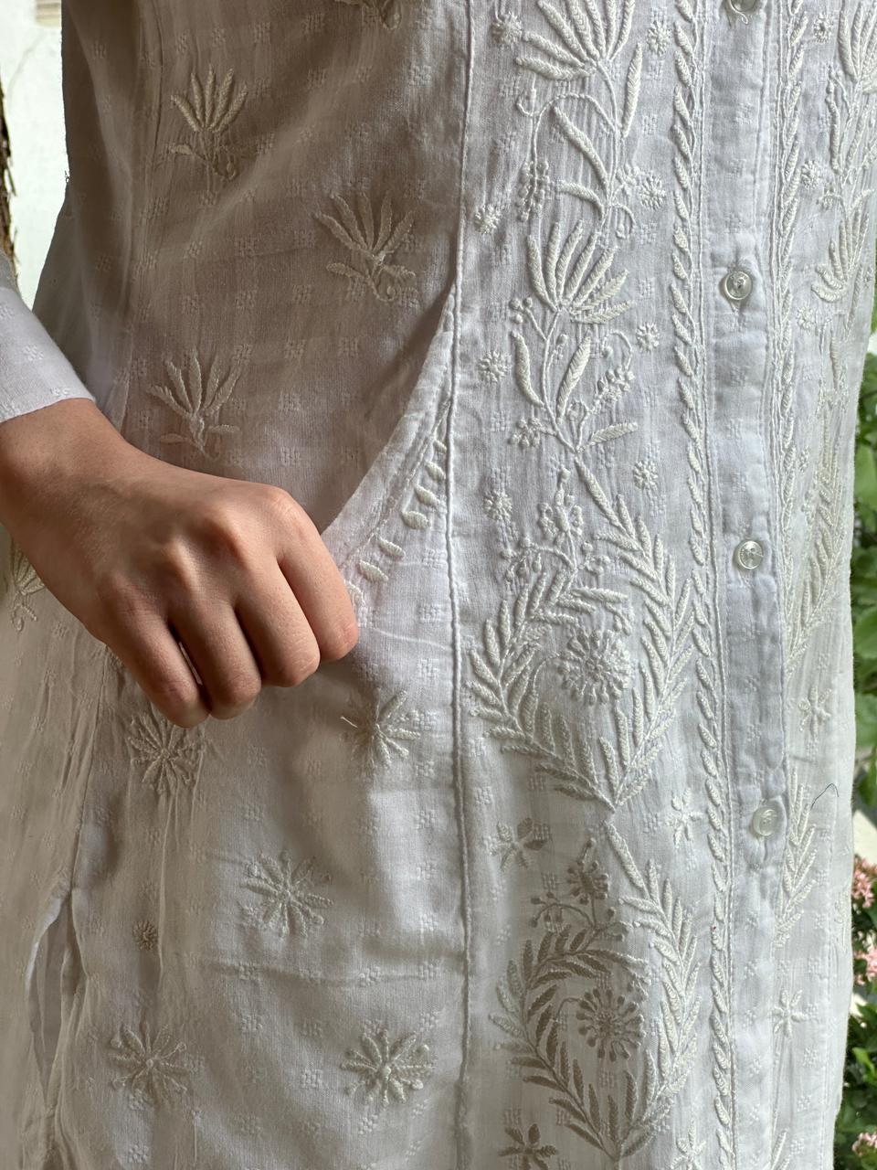 White Cotton Chikankari Shirt
