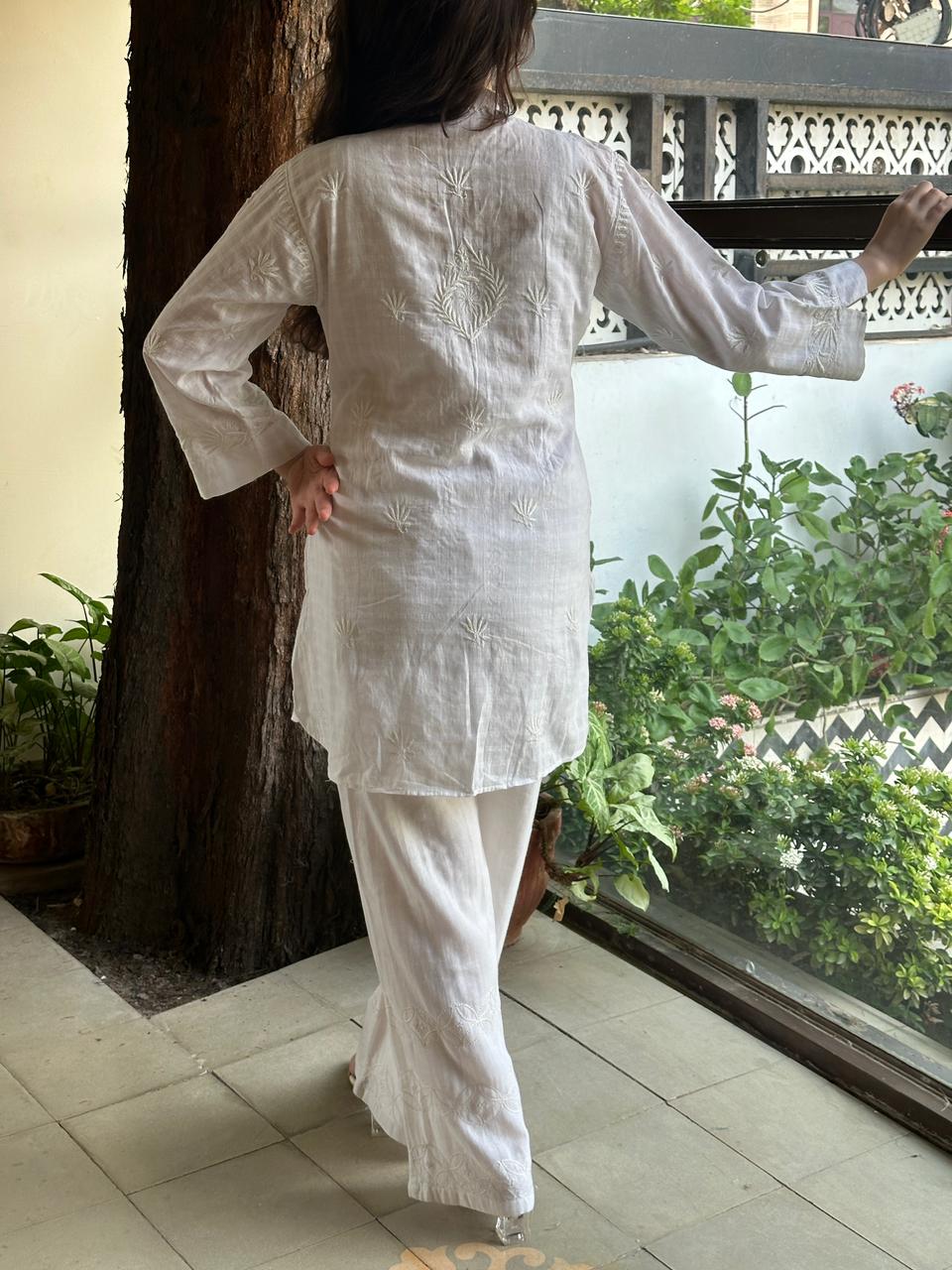 White Cotton Chikankari Shirt