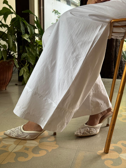 White Daraz Cotton Applique Palazzo