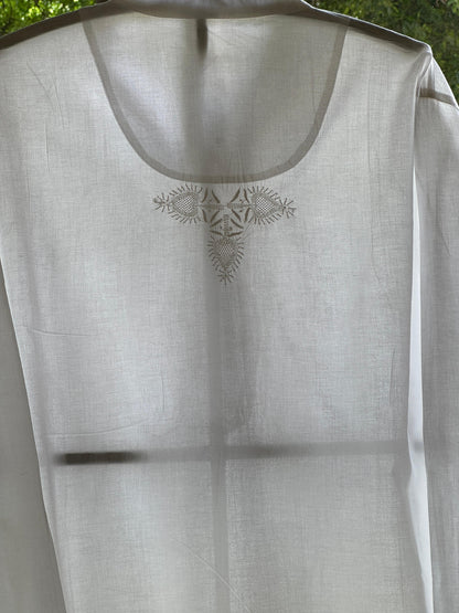 White Fine Chikankari Men's Cotton Kurta